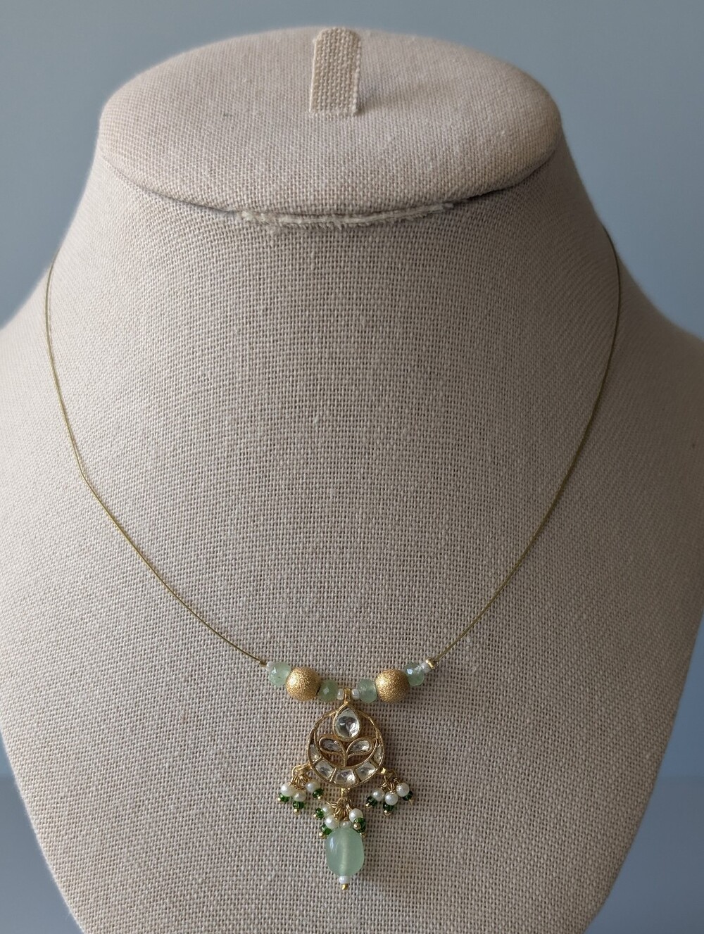 Gold and Mint Green Necklace